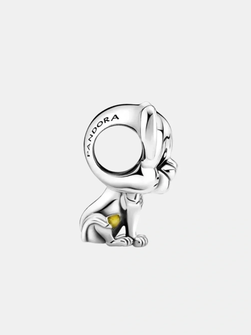 Silver and Yellow Cartoon Kitten Charm